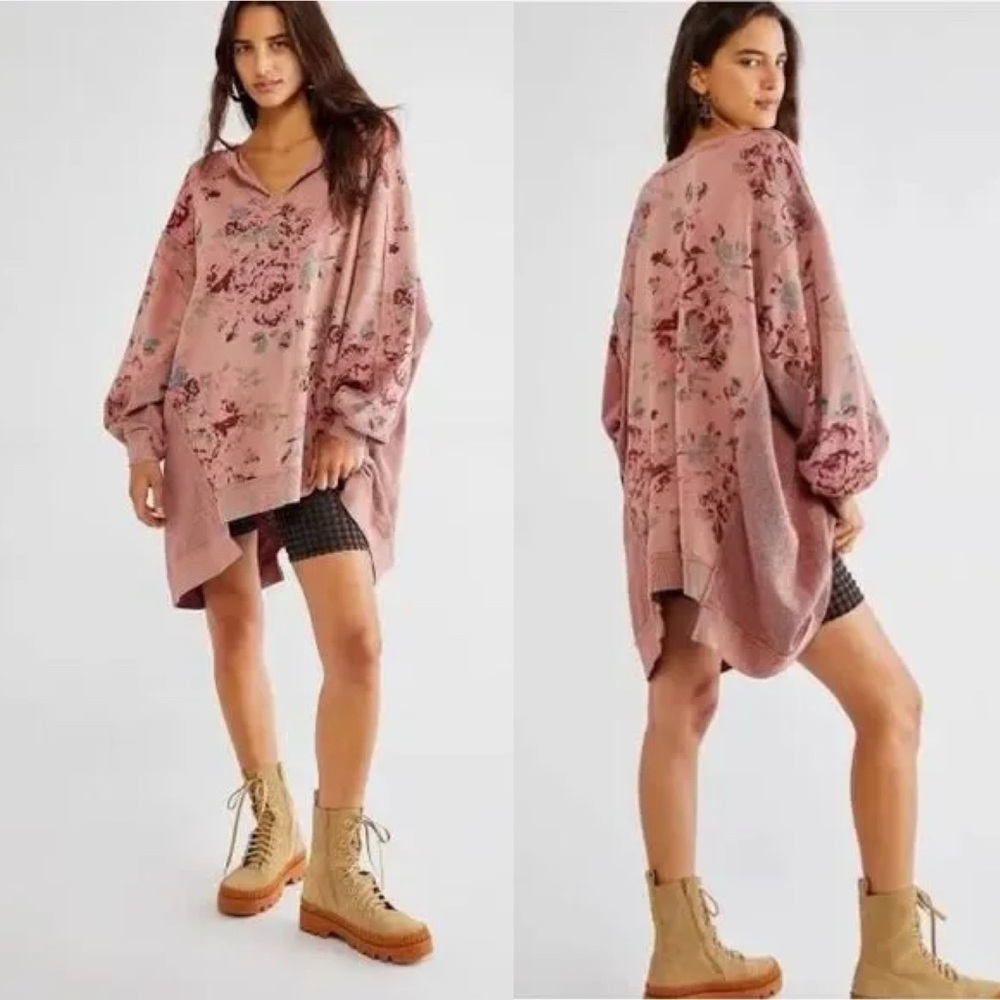 Free People We The Free With The Band Cabbage Rose Sweatshirt - Picture 1 of 6